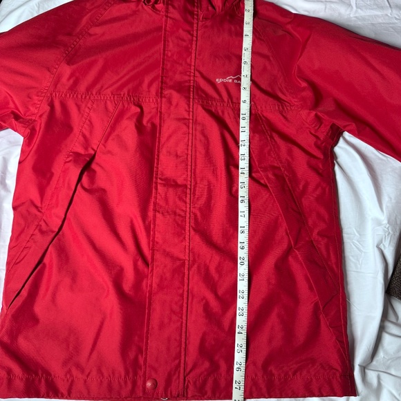 Eddie Bauer WeatherEdge Wind/Rain Zippered Red Jacket w/Snap Close Storm Flap - Picture 15 of 16